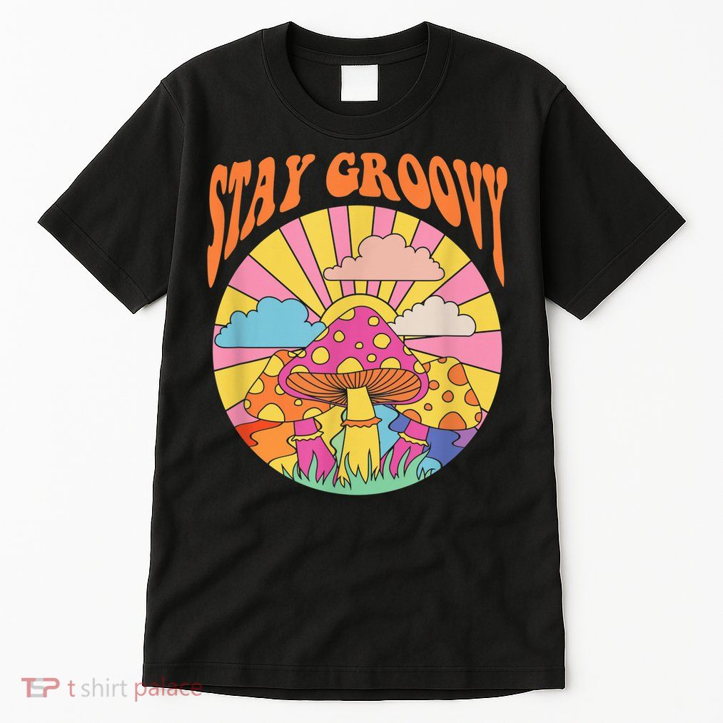Cute Indie Aesthetic Mushroom Stay Groovy Retro 70s Hippie Tall T-Shirt