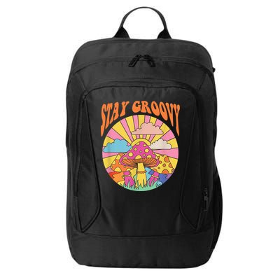 Cute Indie Aesthetic Mushroom Stay Groovy Retro 70s Hippie City Backpack