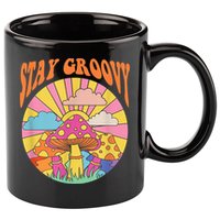 Cute Indie Aesthetic Mushroom Stay Groovy Retro 70s Hippie 11oz C Handle Ceramic Mug