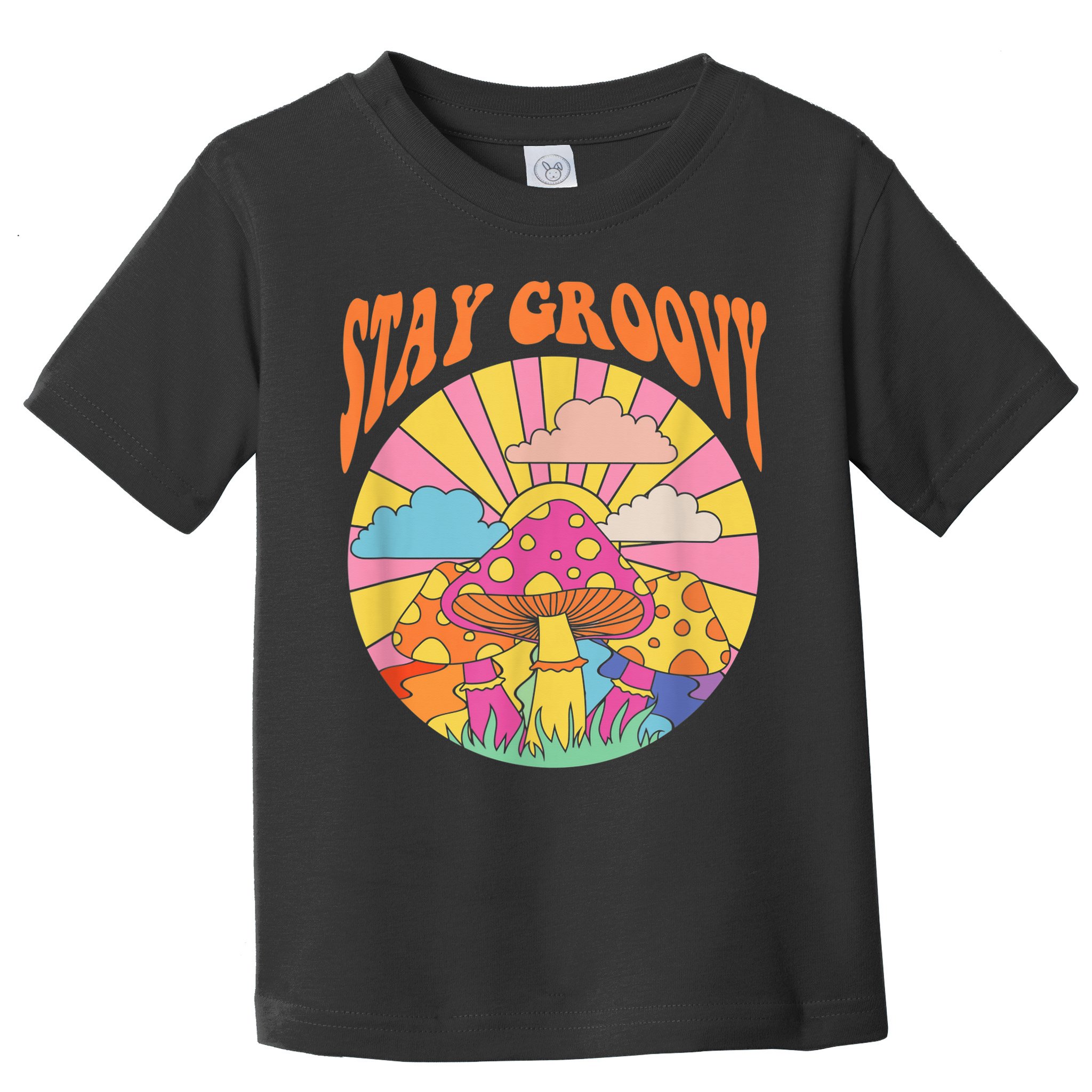 Cute Indie Aesthetic Mushroom Stay Groovy Retro 70s Hippie Toddler T-Shirt