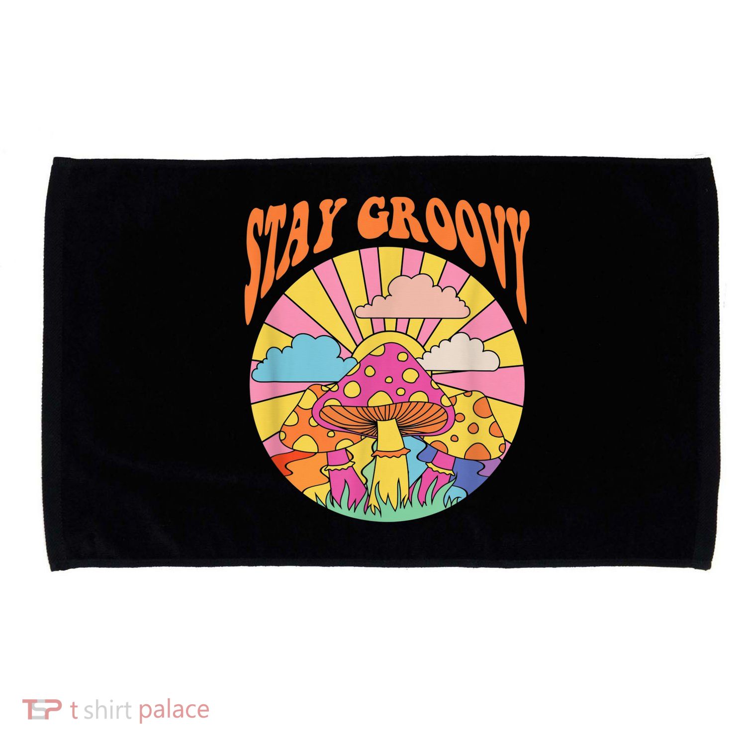 Cute Indie Aesthetic Mushroom Stay Groovy Retro 70s Hippie Microfiber Hand Towel