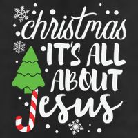 Christmas It's All About Jesus Christmas Tree Gift 7 Panel Mesh Trucker Snapback Hat
