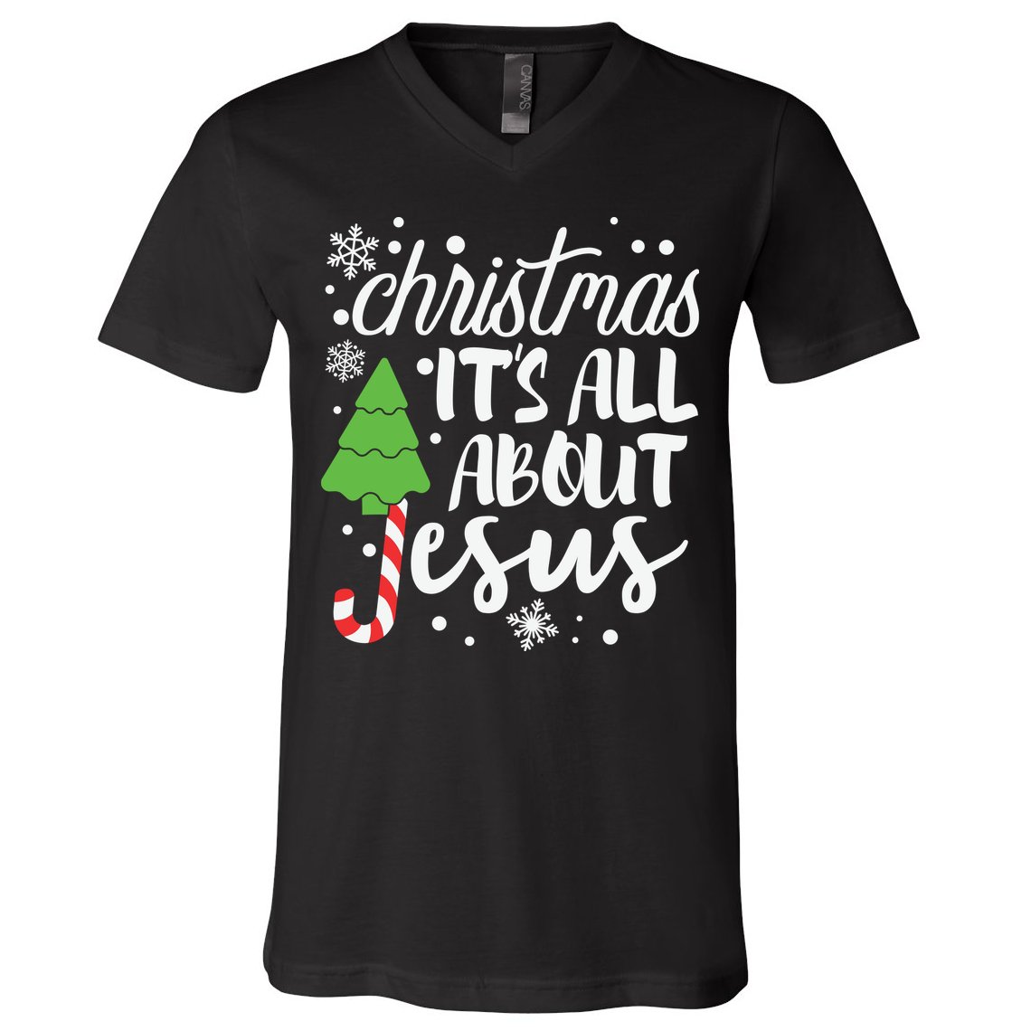 Christmas It's All About Jesus Christmas Tree Gift V-Neck T-Shirt