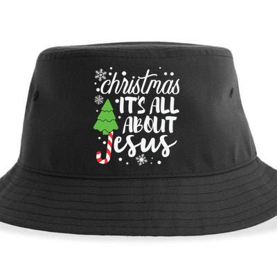 Christmas It's All About Jesus Christmas Tree Gift Sustainable Bucket Hat