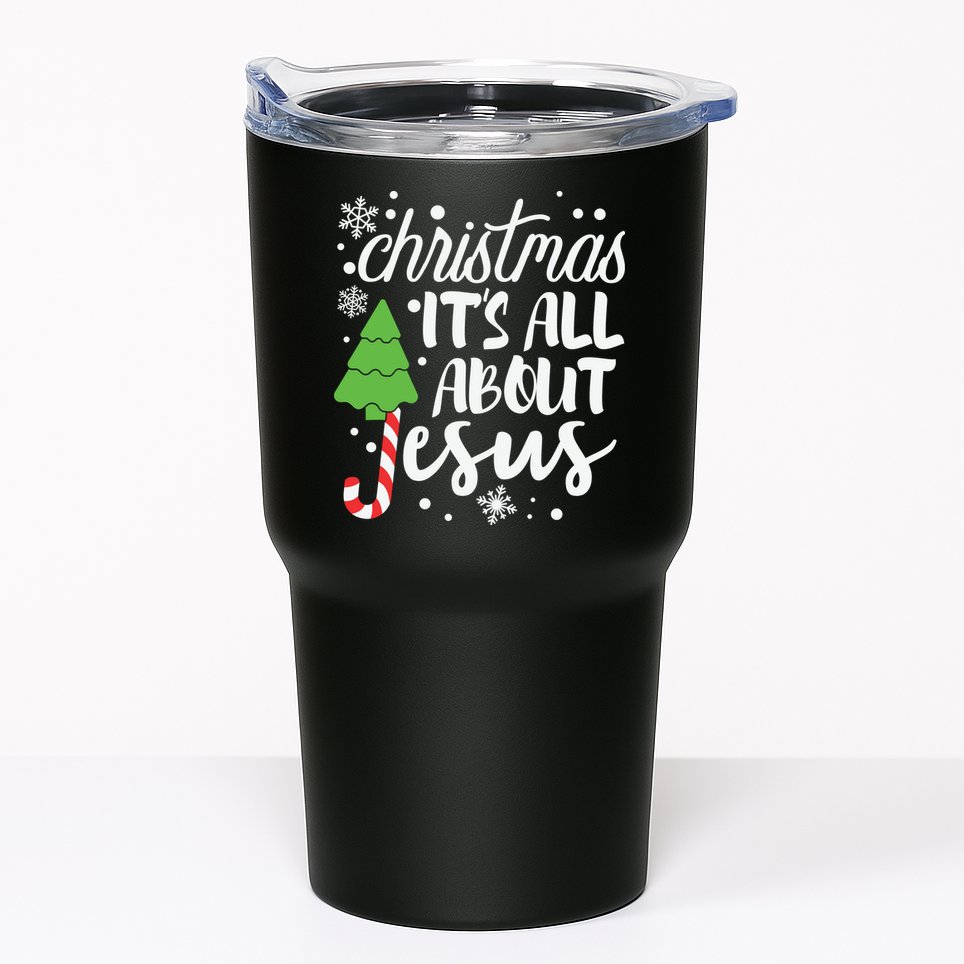 Christmas It's All About Jesus Christmas Tree Gift Tumbler