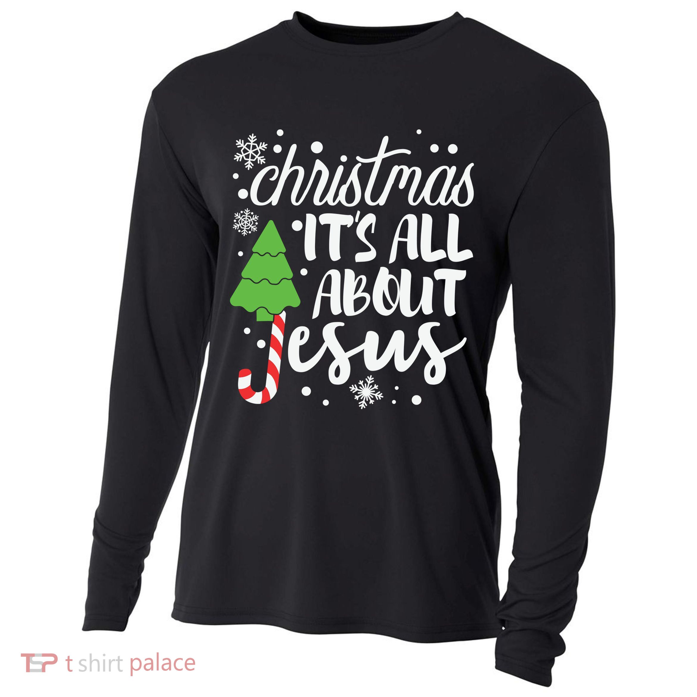 Christmas It's All About Jesus Christmas Tree Gift Cooling Performance Long Sleeve Crew