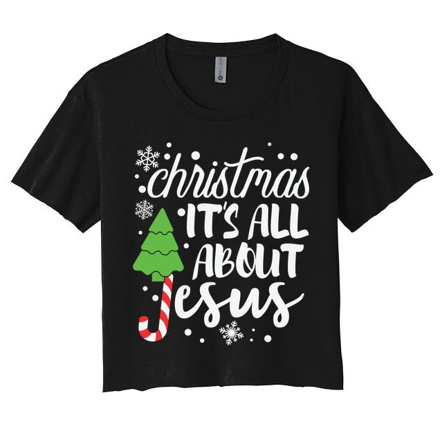 Christmas It's All About Jesus Christmas Tree Gift Crop Top