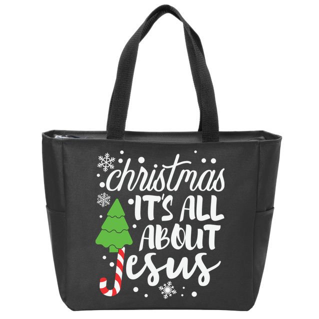 Christmas It's All About Jesus Christmas Tree Gift Zip Tote Bag