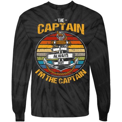 Captain Is Always Right Boat Captain Tie-Dye Long Sleeve Shirt