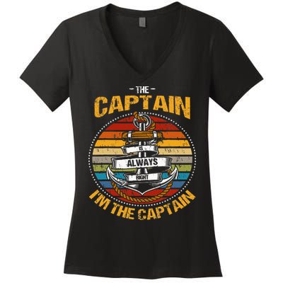 Captain Is Always Right Boat Captain Women's V-Neck T-Shirt