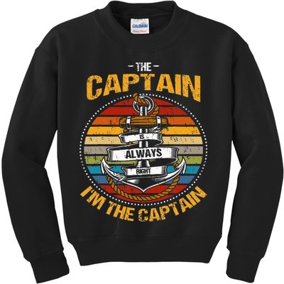 Captain Is Always Right Boat Captain Kids Sweatshirt