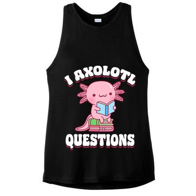 Cute I Axolotl Questions Women Funny P.ink Axolotl Ladies PosiCharge Tri-Blend Wicking Tank