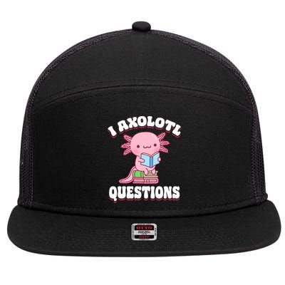 Cute I Axolotl Questions Women Funny P.ink Axolotl 7 Panel Mesh Trucker Snapback Hat