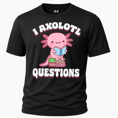 Cute I Axolotl Questions Women Funny P.ink Axolotl Cooling Performance Crew T-Shirt