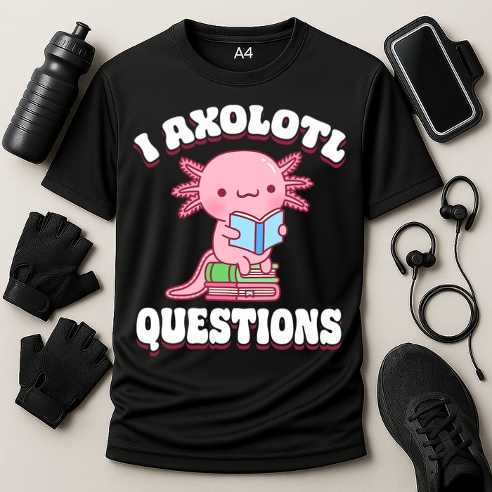 Cute I Axolotl Questions Women Funny P.ink Axolotl Cooling Performance Crew T-Shirt