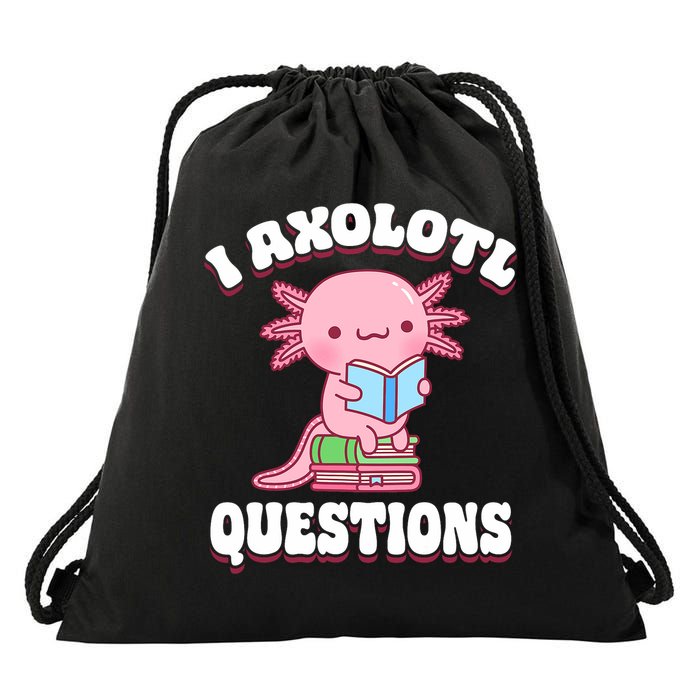 Cute I Axolotl Questions Women Funny P.ink Axolotl Drawstring Bag