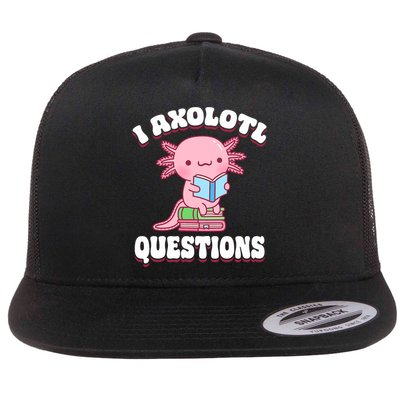 Cute I Axolotl Questions Women Funny P.ink Axolotl Flat Bill Trucker Hat