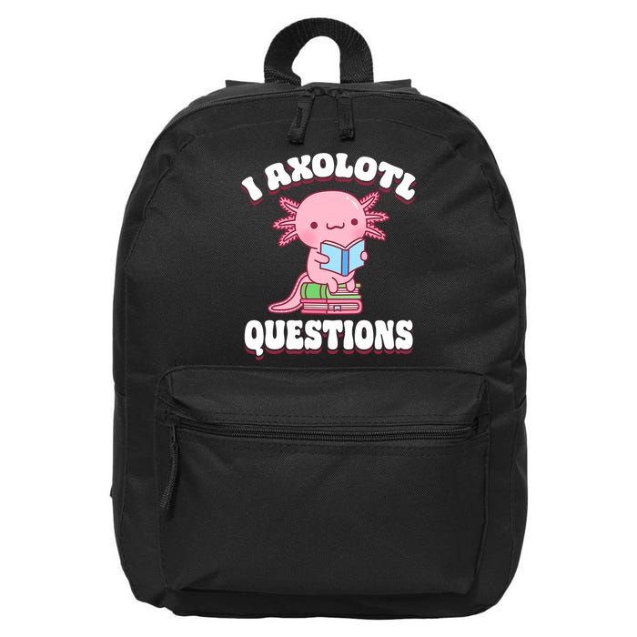 Cute I Axolotl Questions Women Funny P.ink Axolotl 16 in Basic Backpack
