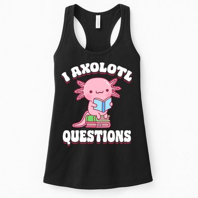 Cute I Axolotl Questions Women Funny P.ink Axolotl Womens Tank Top