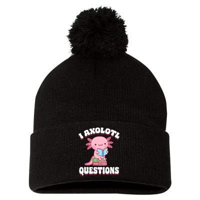 Cute I Axolotl Questions Women Funny P.ink Axolotl Pom Pom 12in Knit Beanie