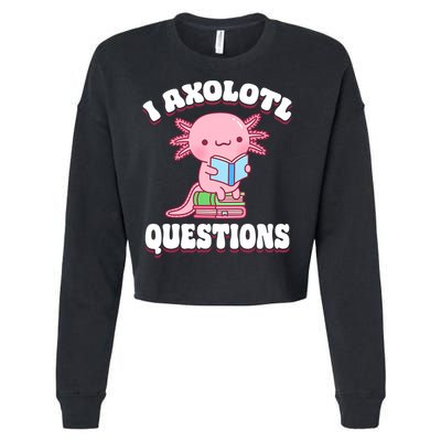 Cute I Axolotl Questions Women Funny P.ink Axolotl Cropped Pullover Crew