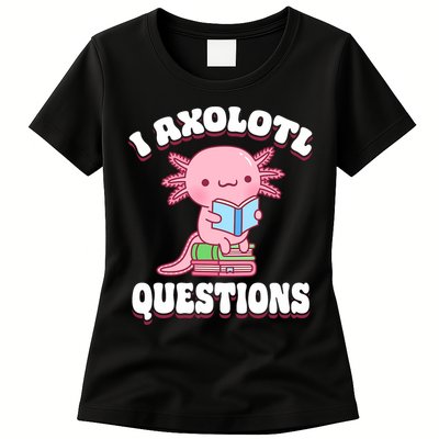 Cute I Axolotl Questions Women Funny P.ink Axolotl Womens T-Shirt