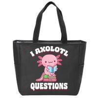 Cute I Axolotl Questions Women Funny P.ink Axolotl Zip Tote Bag
