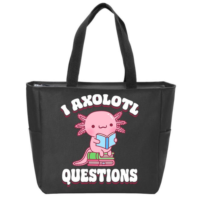 Cute I Axolotl Questions Women Funny P.ink Axolotl Zip Tote Bag