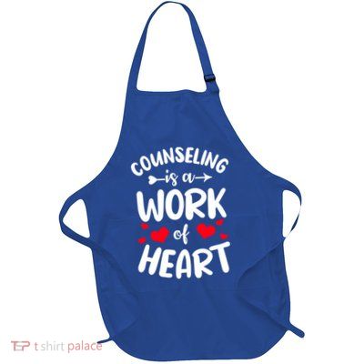 Counseling Is A Work Of Heart Guidance Counselor Funny Gift Full-Length Apron With Pockets