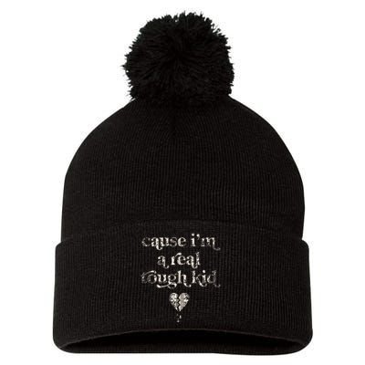 Cause IM A Real Tough Pom Pom 12in Knit Beanie