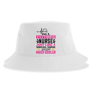 Cool Im A Tattooed Nurse Just Like A Normal Nurse Design Gift Sustainable Bucket Hat