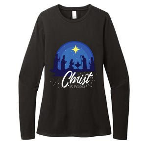 Christ Is Born Bible First Christmas Holiday Jesus Birthday Womens CVC Long Sleeve Shirt