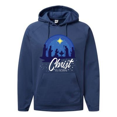 Christ Is Born Bible First Christmas Holiday Jesus Birthday Performance Fleece Hoodie