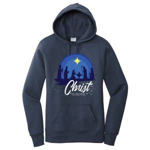 Christ Is Born Bible First Christmas Holiday Jesus Birthday Women's Pullover Hoodie