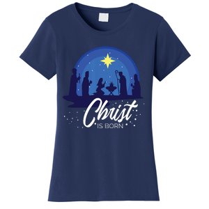 Christ Is Born Bible First Christmas Holiday Jesus Birthday Women's T-Shirt