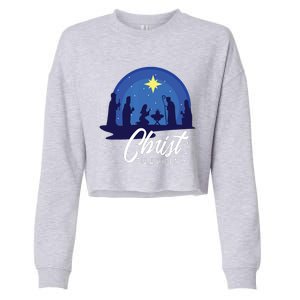 Christ Is Born Bible First Christmas Holiday Jesus Birthday Cropped Pullover Crew