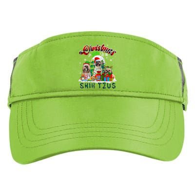 Christmas Is Better With Shih Tzus Three Santa Elf Dogs Gift Adult Drive Performance Visor