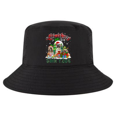 Christmas Is Better With Shih Tzus Three Santa Elf Dogs Gift Cool Comfort Performance Bucket Hat