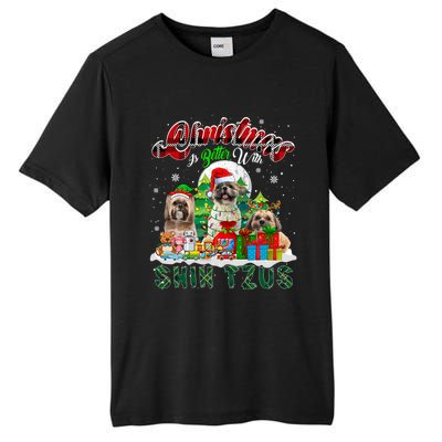 Christmas Is Better With Shih Tzus Three Santa Elf Dogs Gift Tall Fusion ChromaSoft Performance T-Shirt