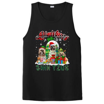 Christmas Is Better With Shih Tzus Three Santa Elf Dogs Gift PosiCharge Competitor Tank