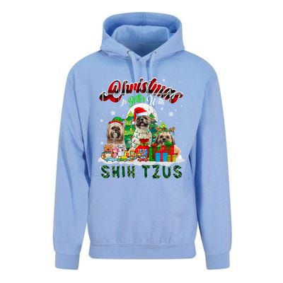 Christmas Is Better With Shih Tzus Three Santa Elf Dogs Gift Unisex Surf Hoodie