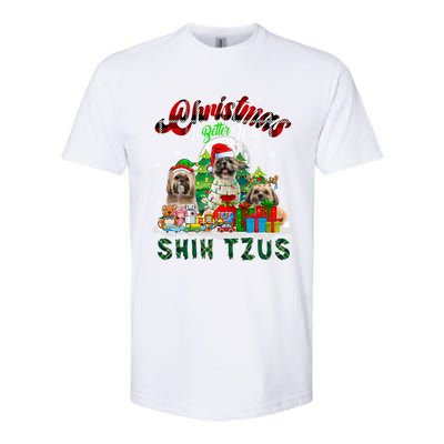 Christmas Is Better With Shih Tzus Three Santa Elf Dogs Gift Softstyle CVC T-Shirt