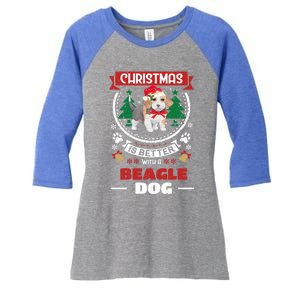 Christmas Is Better With A Beagle Christmas Tree Gift Women's Tri-Blend 3/4-Sleeve Raglan Shirt