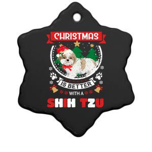 Christmas Is Better With A Shih Tzu Christmas Tree Gift Ceramic Star Ornament