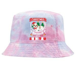 Christmas Is Better With A Shih Tzu Christmas Tree Gift Tie-Dyed Bucket Hat