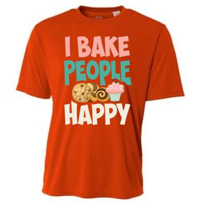 Cute I Bake People Happy Funny Baking Quote Cake Baker Gift Great Gift Cooling Performance Crew T-Shirt