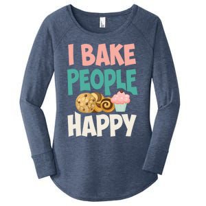 Cute I Bake People Happy Funny Baking Quote Cake Baker Gift Great Gift Women's Perfect Tri Tunic Long Sleeve Shirt