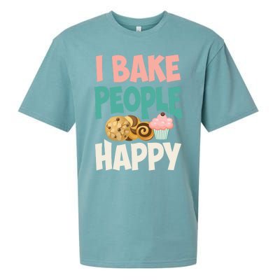 Cute I Bake People Happy Funny Baking Quote Cake Baker Gift Great Gift Sueded Cloud Jersey T-Shirt