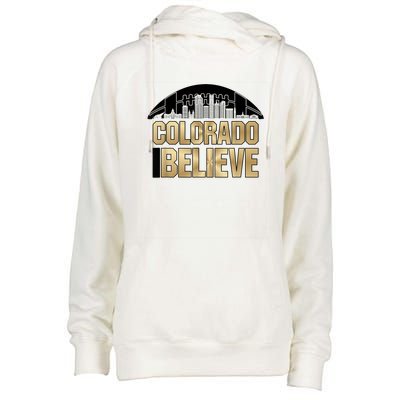 Colorado I Believe In Football Womens Funnel Neck Pullover Hood