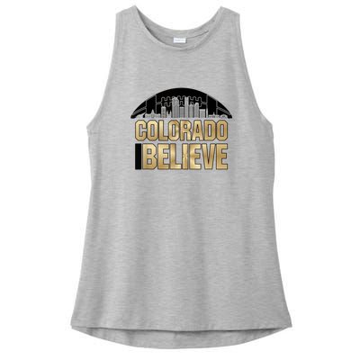 Colorado I Believe In Football Ladies PosiCharge Tri-Blend Wicking Tank